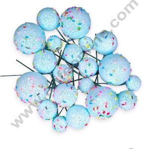 CAKE DECORβ’ Glitter Light Blue with Sprinkles Faux Balls Topper For Cake and Cupcake Decoration - ( 20 pcs Pack )
