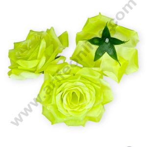 CAKE DECOR™ Large Rose Artificial Flower For Cake Decoration – Light Green ( 5 pc pack )