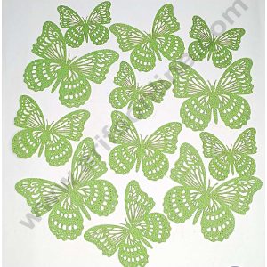 CAKE DECORβ’ 12 pcs Glitter Light Green Imported Butterfly Paper Topper For Cake And Cupcake