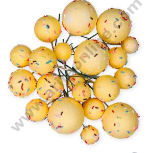 CAKE DECORβ’ Glitter Light Mango with Sprinkles Faux Balls Topper For Cake and Cupcake Decoration - ( 20 pcs Pack )