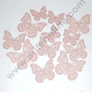 CAKE DECORβ’ 12 pcs Glitter Light Pink Imported Butterfly Paper Topper For Cake And Cupcake