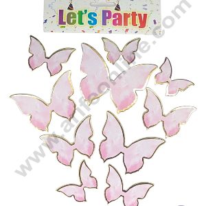 CAKE DECORβ’ 10 pcs Let's Party Pink Cloudy Theme Butterfly Paper Topper For Cake And Cupcake