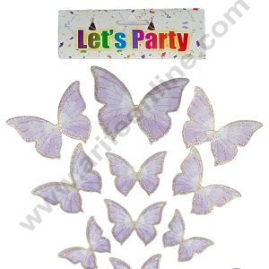 CAKE DECORβ’ 10 pcs Let's Party Glitter Light Purple Butterfly Paper Topper For Cake And Cupcake