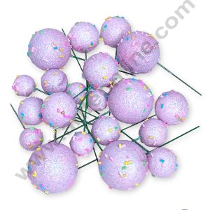 CAKE DECORβ’ Glitter Light Purple with Sprinkles Faux Balls Topper For Cake and Cupcake Decoration - ( 20 pcs Pack )