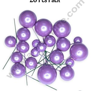 CAKE DECOR™ Pearl Finish Light Purple Faux Balls Topper For Cake and Cupcake Decoration - (20 Pcs Pack)