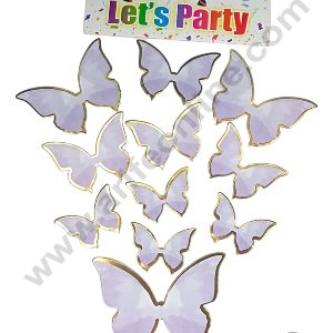 CAKE DECORβ’ 10 pcs Let's Party Light Purple Cloudy Theme Butterfly Paper Topper For Cake And Cupcake