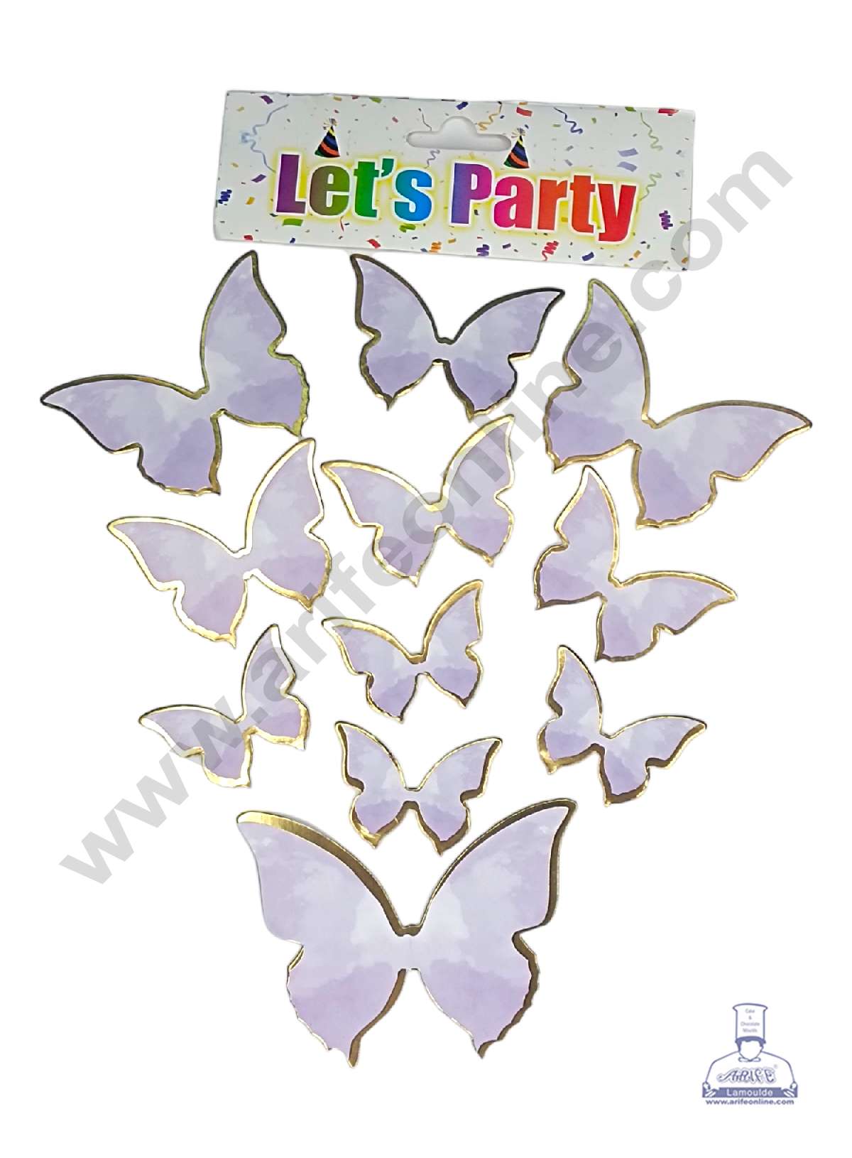 CAKE DECOR™ 10 pcs Let's Party Light Purple Cloudy Theme Butterfly Paper Topper For Cake And Cupcake