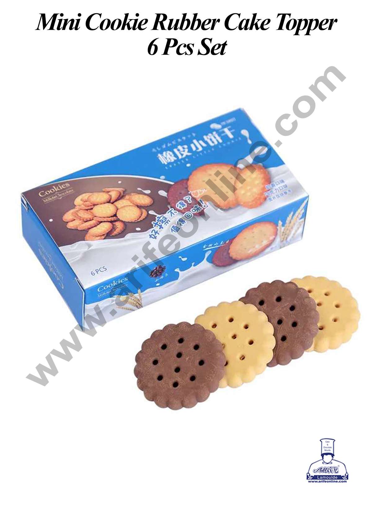 CAKE DECOR™ 6 Pcs Set Mini Cookie Rubber Cake Topper (SBT-R-013)