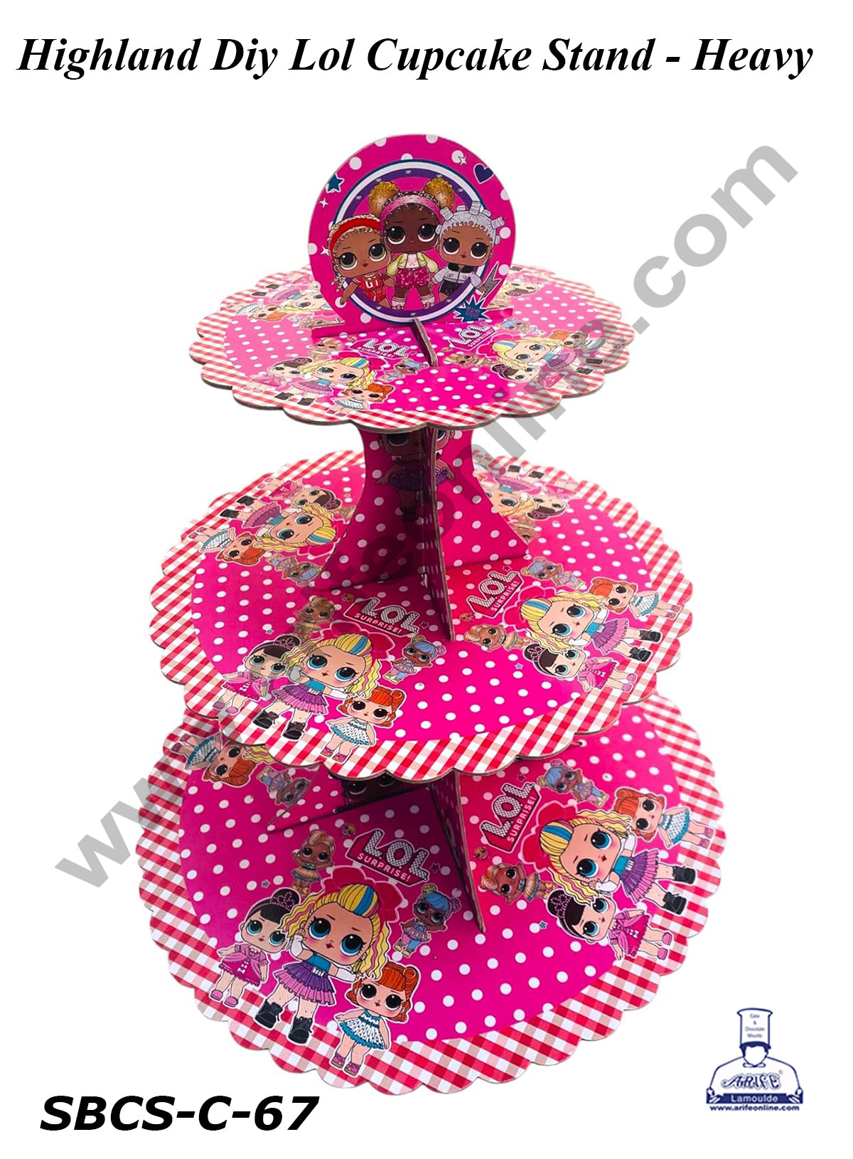CAKE DECOR™ 3 Tier Cardboard Highland Diy Lol Cupcake Stand - Heavy
