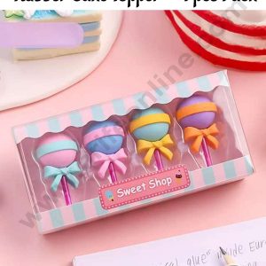 CAKE DECORβ’ 4 Piece Mini LollyPops Rubber Cake Topper - 4 Pcs Set (SBT-R-006)