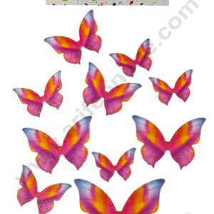 CAKE DECORβ’ 10 Pcs Let's Party Multi Color Shade Glitter Butterfly Paper Topper For Cake And Cupcake