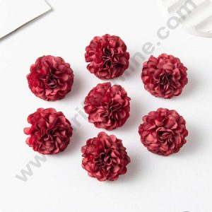 CAKE DECOR™ Small Marigold Artificial Flower For Cake Decoration – Dusty Red( 10 pcs Pack )
