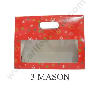 Cake Decor 3 Mason Jar Paper Carry Bags Christmas Theme - Large (10 Pcs)