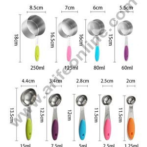 Cake Decor Yangli 9 Pcs Measuring Cup and Spoons Set Stainless Steel 4pcs Cups And 5pcs Spoons Baking Tool