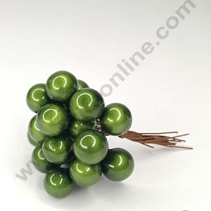 CAKE DECOR™ Metallic Green Pearl Faux Ball Toppers For Cake and Cupcake Decoration - (20pcs Pack)