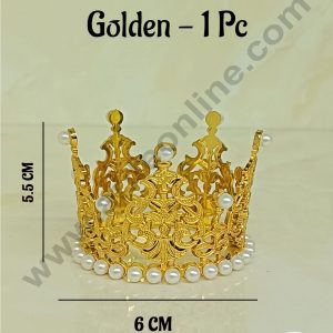 CAKE DECORβ’ Mini Plastic Pearl Crown Topper For Bento Cake And Cupcake Decorations - Gold
