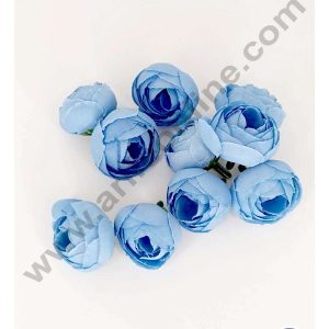 CAKE DECORβ’ Small Peony Artificial Flower For Cake Decoration β Blue ( 10 pc pack )