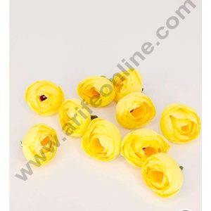 CAKE DECORβ’ Small Peony Artificial Flower For Cake Decoration β Yellow ( 10 pc pack )
