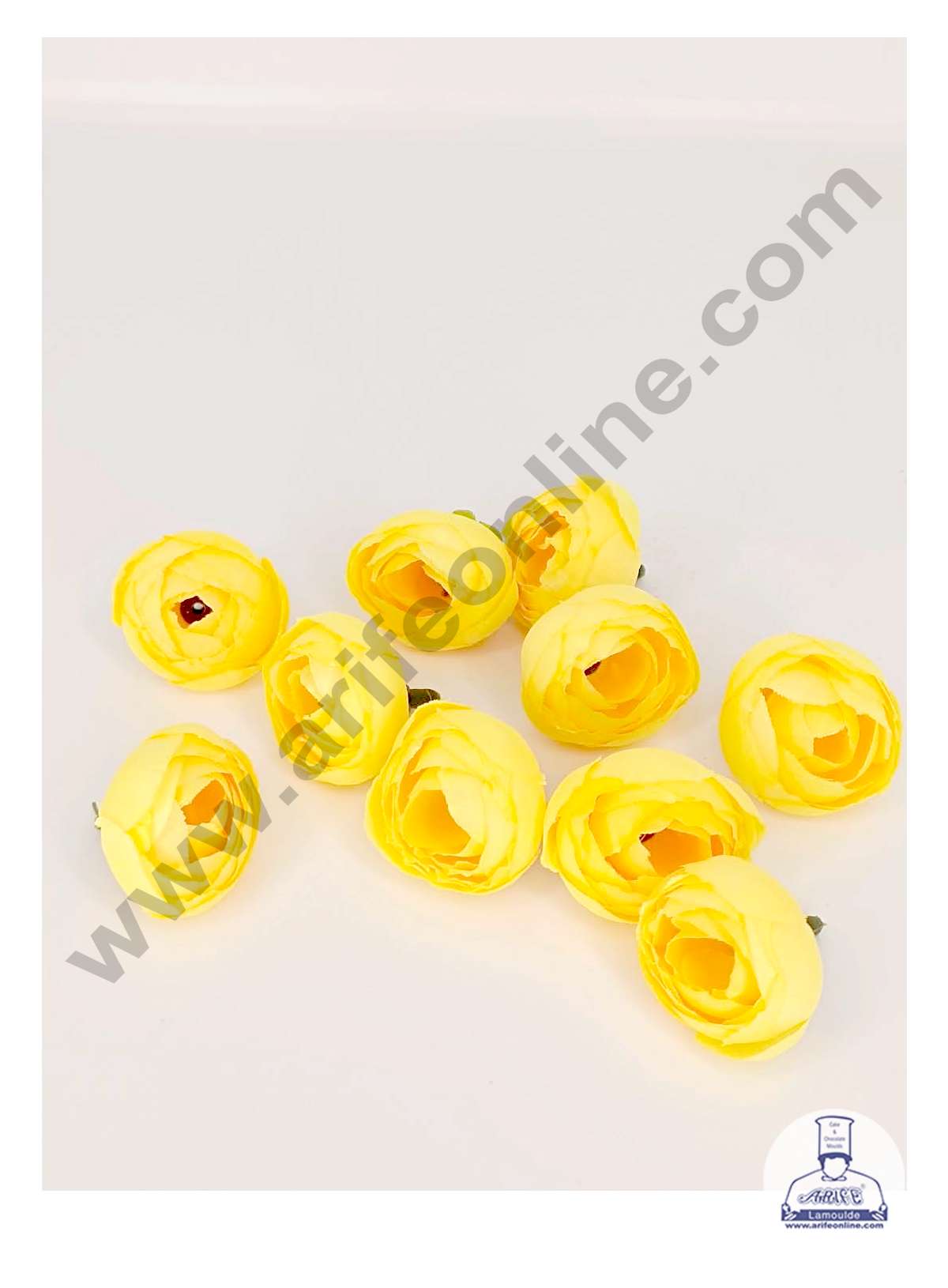 CAKE DECORβ’ Small Peony Artificial Flower For Cake Decoration β Yellow ( 10 pc pack )