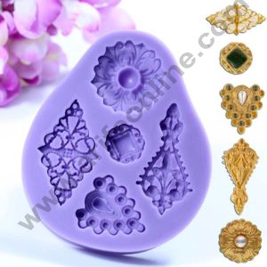 Cake Decor Silicon Retro Jewelry Broaches Patterns Mix Fondant Gumpaste Mould Marzipan Mould