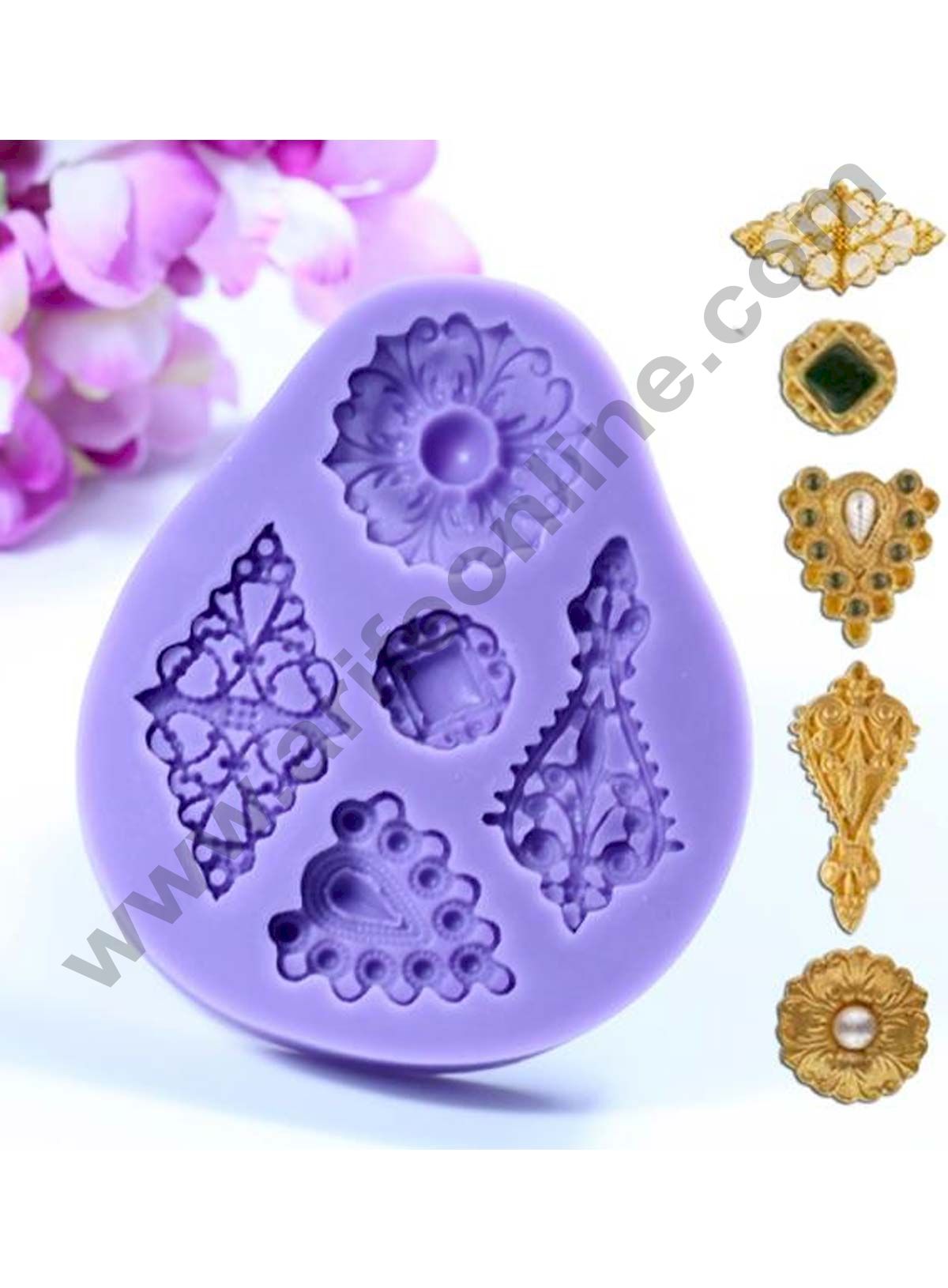 Cake Decor Silicon Retro Jewelry Broaches Patterns Mix Fondant Gumpaste Mould Marzipan Mould