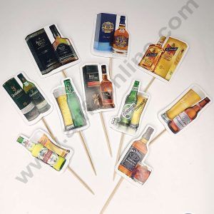 CAKE DECORATING SOLUTION 10pcs Mix Beer Stick Paper Topper For CAKE DECORATING SOLUTIONation ( SBPT-Tag-MixBeer )