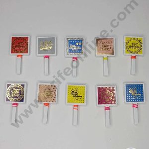 CAKE DECOR™50 pcs Square Shape Birthday Tag with Foiling Paper Topper For Cake And Cupcake