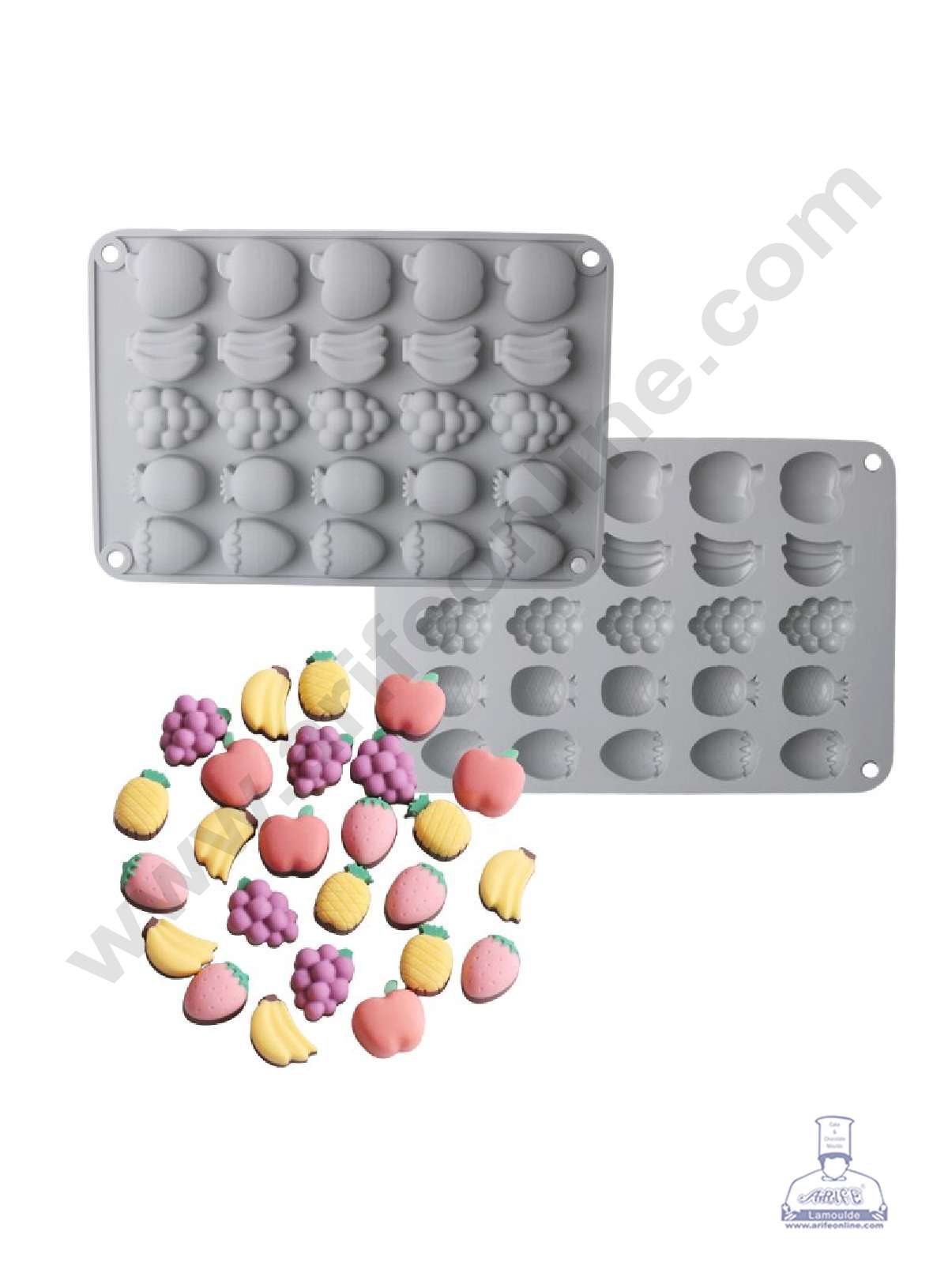 CAKE DECOR™ 25 Cavity Mix Fruits Shape Silicone Chocolate Mould (SBJM-JSC3878)