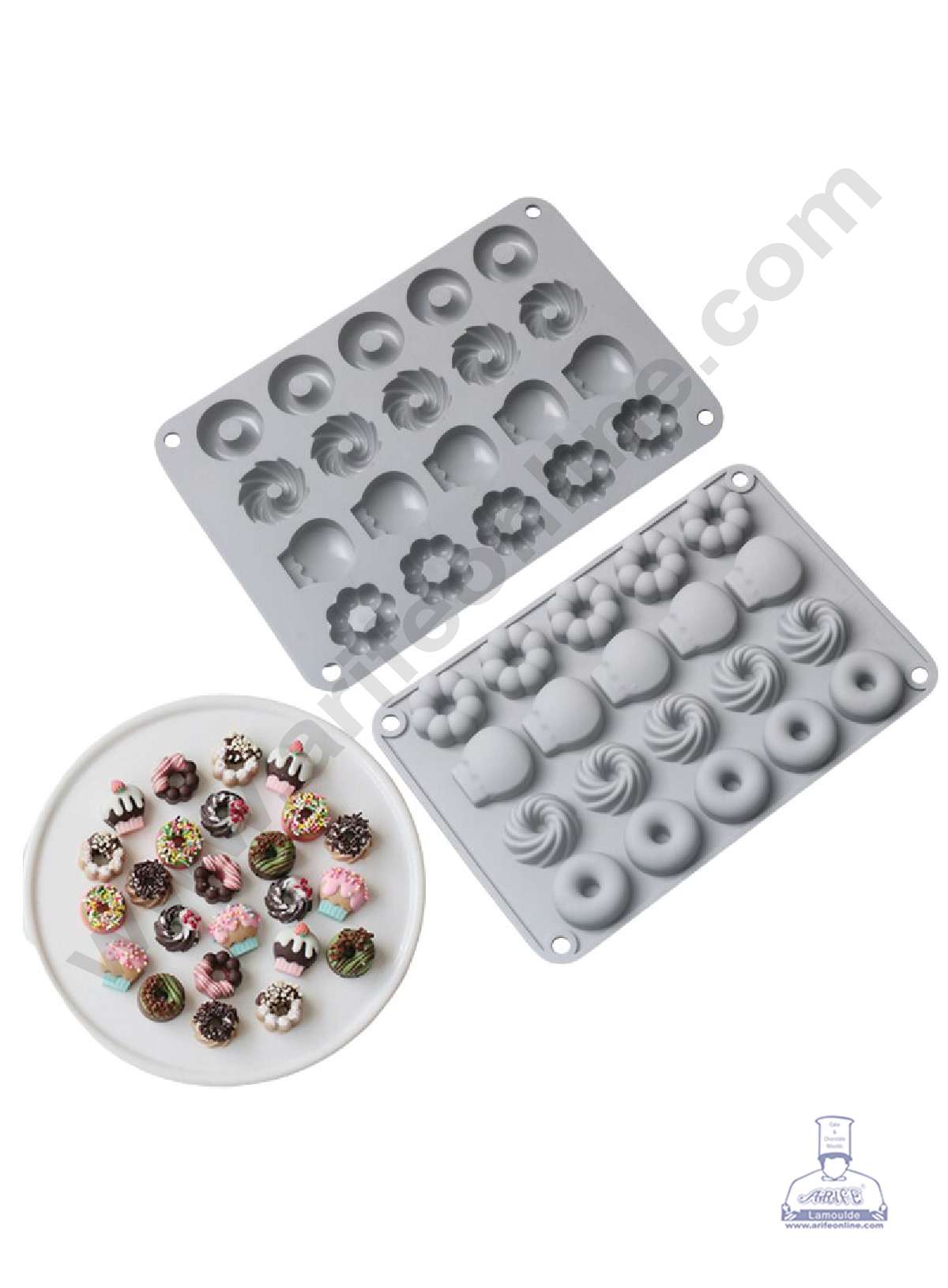 CAKE DECORβ’ 20 Cavity Mix Mini Donut Shape Silicone Chocolate Mould (SBJM-JSC3857)