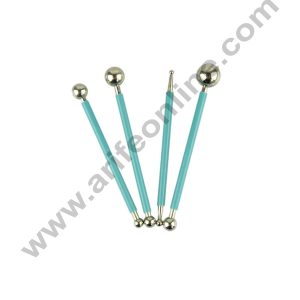 Cake Decor 4pc Steel Modelling Ball Tool Kit for Fondant Cake Sugar Carving Embossing Sculpting Making