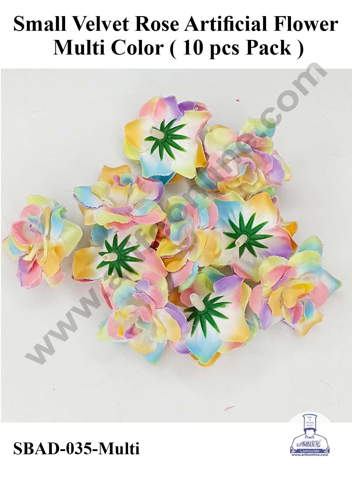 CAKE DECORβ’ Small Velvet Rose Artificial Flower For Cake Decoration β MultiColor ( 10 pcs Pack )
