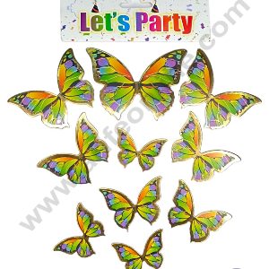 CAKE DECORβ’ 10 pcs Let's Party Multicolor with Black Lines Butterfly Paper Topper For Cake And Cupcake