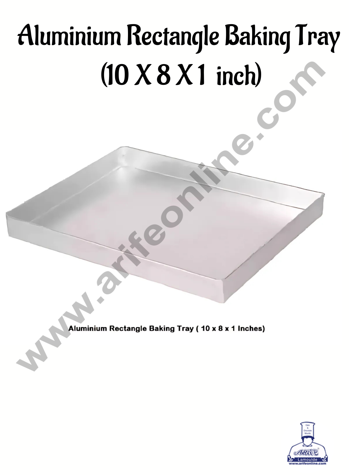 CAKE DECOR™ Aluminum Rectangle Cake Mould Baking Tray - (10 x 8 x 1 inches)