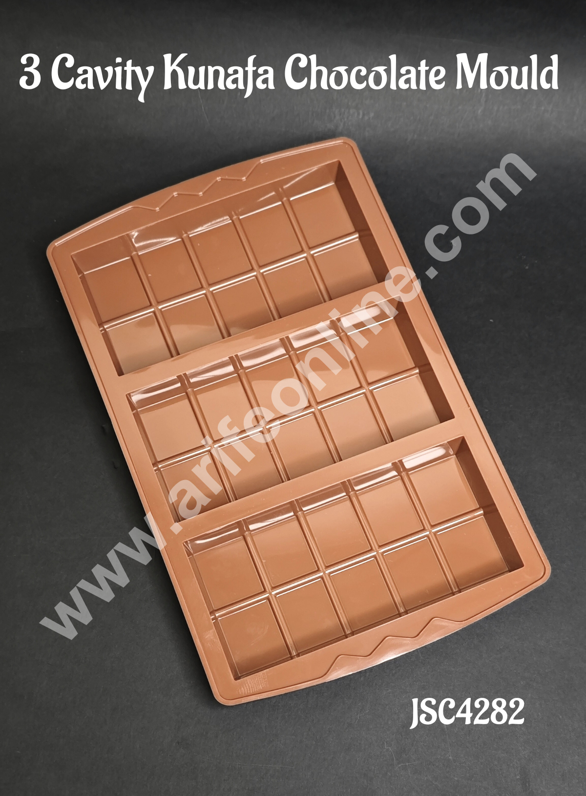 CAKE DECORβ’ 3 Cavity Classic Kunafa Chocolate Bar Silicone Mould | Pistachio Kunafa Chocolate Bar Mould (Design-08)