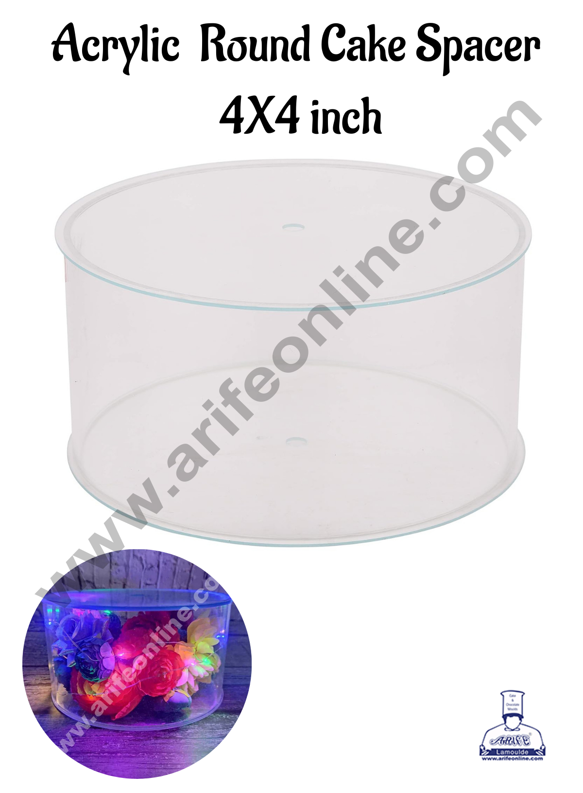 CAKE DECORβ’ Round FILL-A-TIER Cake Spacer 4" X 4" Acrylic Clear Cake Display Spacer