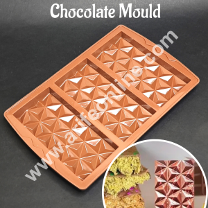 CAKE DECOR™ 3 Cavity Diamond Shape Kunafa Chocolate Bar Silicone Mould | Pistachio Kunafa Chocolate Bar Mould (Design-07)