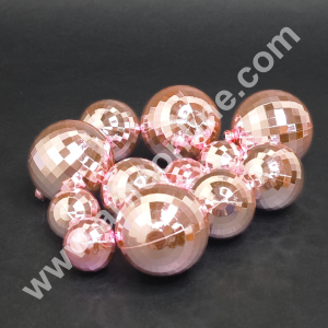 CAKE DECOR™ Plastic Pink Faux Disco Balls Topper For Cake Decoration - (12 pcs Pack)