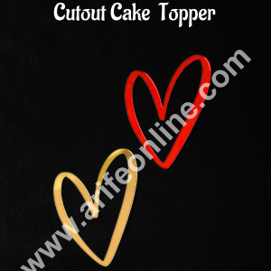 CAKE DECOR™ Red & Gold Acrylic 2 Heart Design Cutout Cake Topper - 2 pc Pack