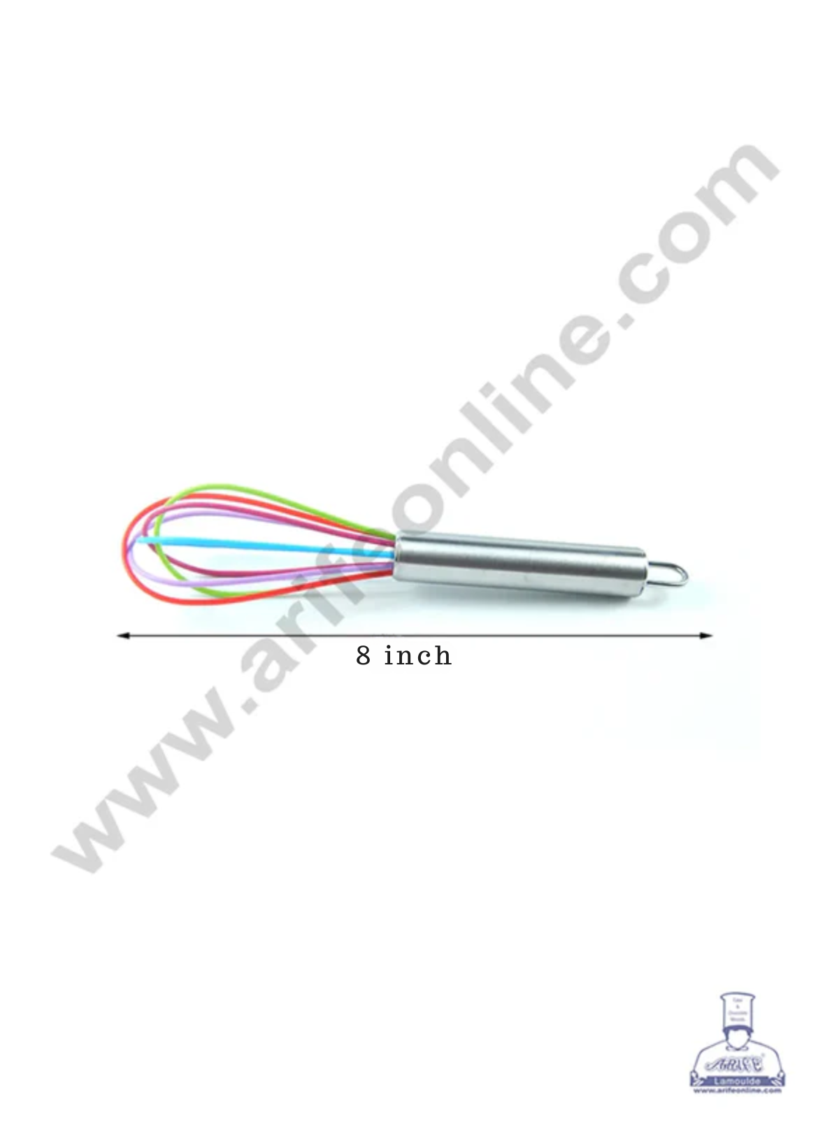 CAKE DECOR™ 8 inch Silicone Whisk with Stainless Steel Handle | Silicone Wire Whisk - Multi Color