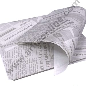 CAKE DECOR™ Printed Parchment Paper | Bento Box Liner | Grease Proof Paper | Wrap Paper - Black & White Newspaper Print (100 Sheets)