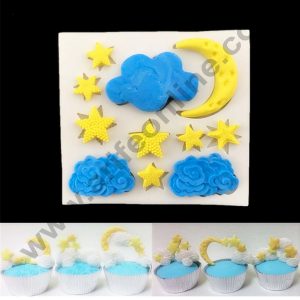 Cake Decor Silicon Moon Clouds Star Night Theme Fondant Sugar Paste Mould Clay Mould Marzipan Mould