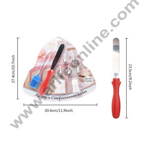 Cake Decor 9pc Set Of Palette Knife Silicon Brush Nozzle  Coupler with Silicon Piping Bag SBPN-003