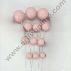 CAKE DECOR™ Nude Pink Faux Balls Topper For Cake and Cupcake Decoration - ( 12 pcs Pack )