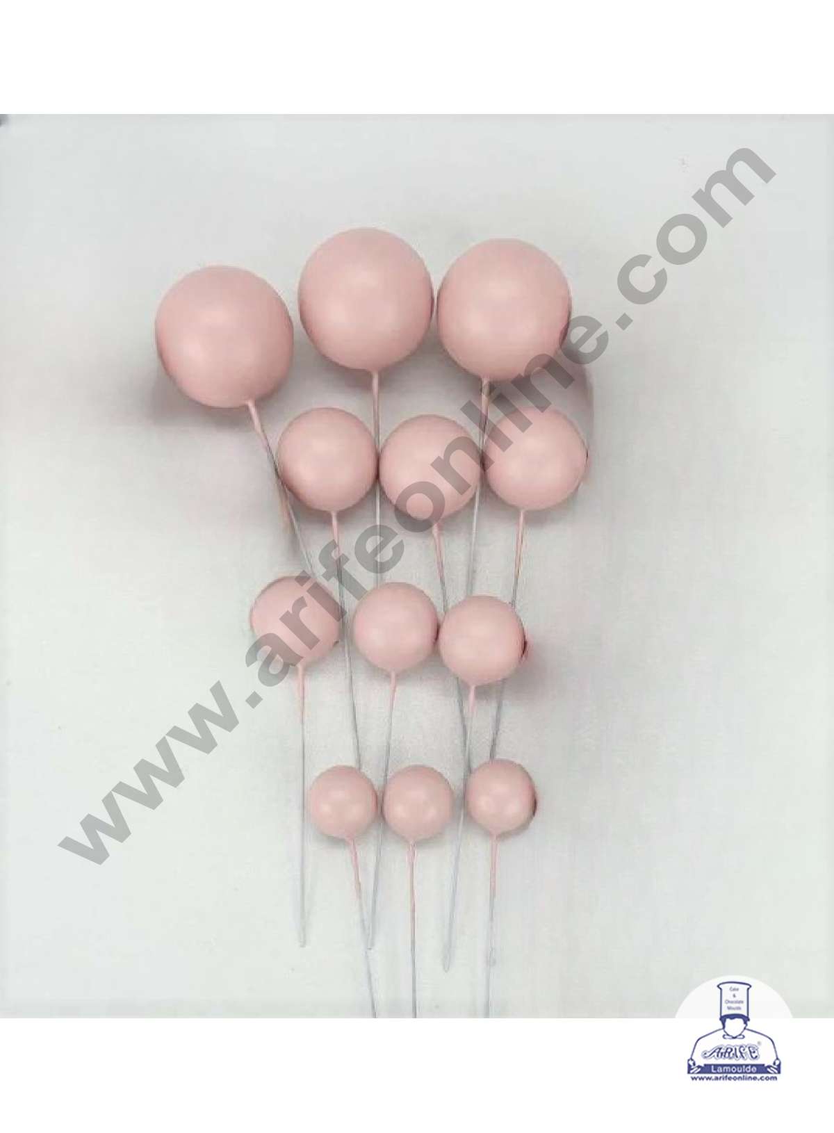 CAKE DECOR™ Nude Pink Faux Balls Topper For Cake and Cupcake Decoration - ( 12 pcs Pack )
