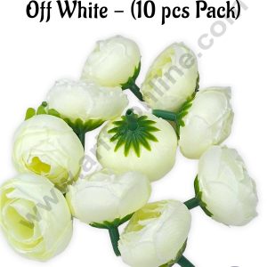 CAKE DECORβ’ Small Peony Artificial Flower For Cake Decoration β Off White ( 10 pc pack )