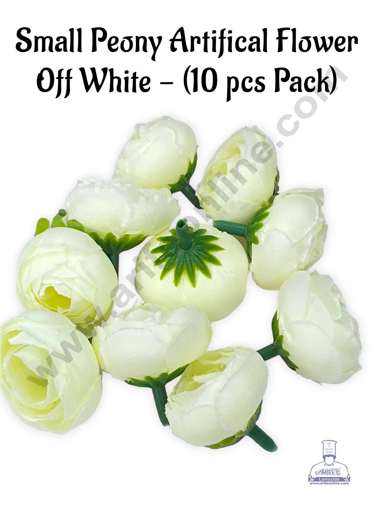 CAKE DECORβ’ Small Peony Artificial Flower For Cake Decoration β Off White ( 10 pc pack )