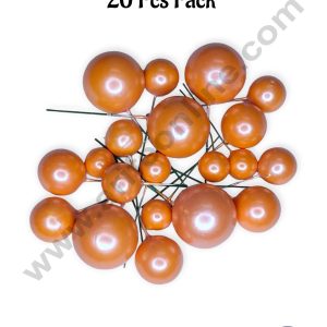 CAKE DECOR™ Pearl Finish Orange Faux Balls Topper For Cake and Cupcake Decoration - (20 Pcs Pack)