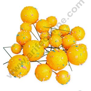 CAKE DECORβ’ Glitter Orange with Sprinkles Faux Balls Topper For Cake and Cupcake Decoration - ( 20 pcs Pack )