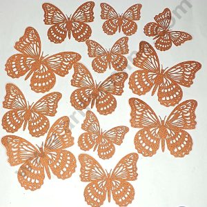 CAKE DECORβ’ 12 pcs Glitter Orange Imported Butterfly Paper Topper For Cake And Cupcake