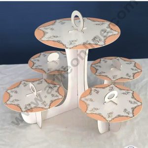 Cake Decor™ 5-Tray Round Cardboard Metallic Design Cupcake Stand